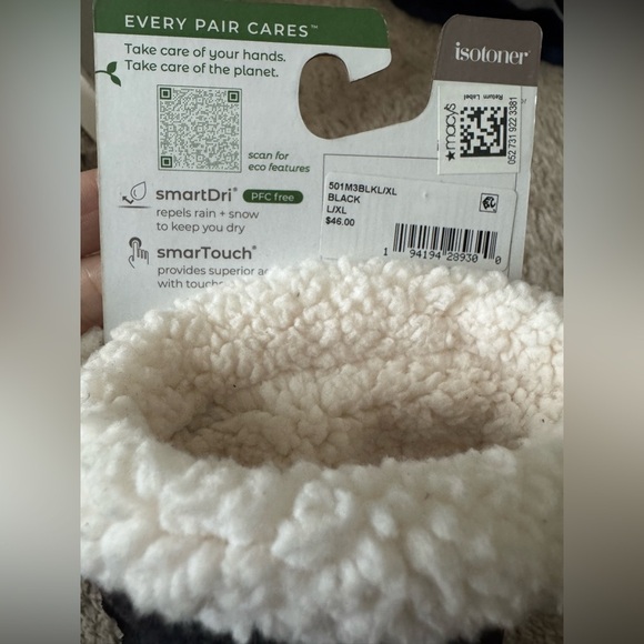 Isotonor smartDri Black Gloves with White Cuff - Picture 2 of 2